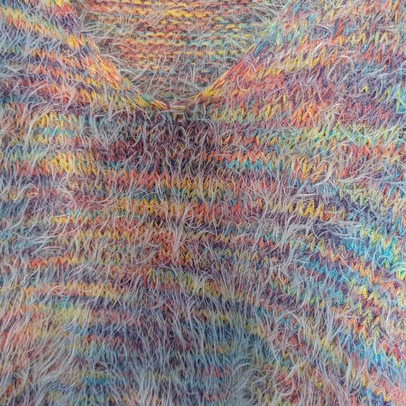 Express Rainbow Textured V-neck Flare Sleeve Sweater - Picture 4 of 5